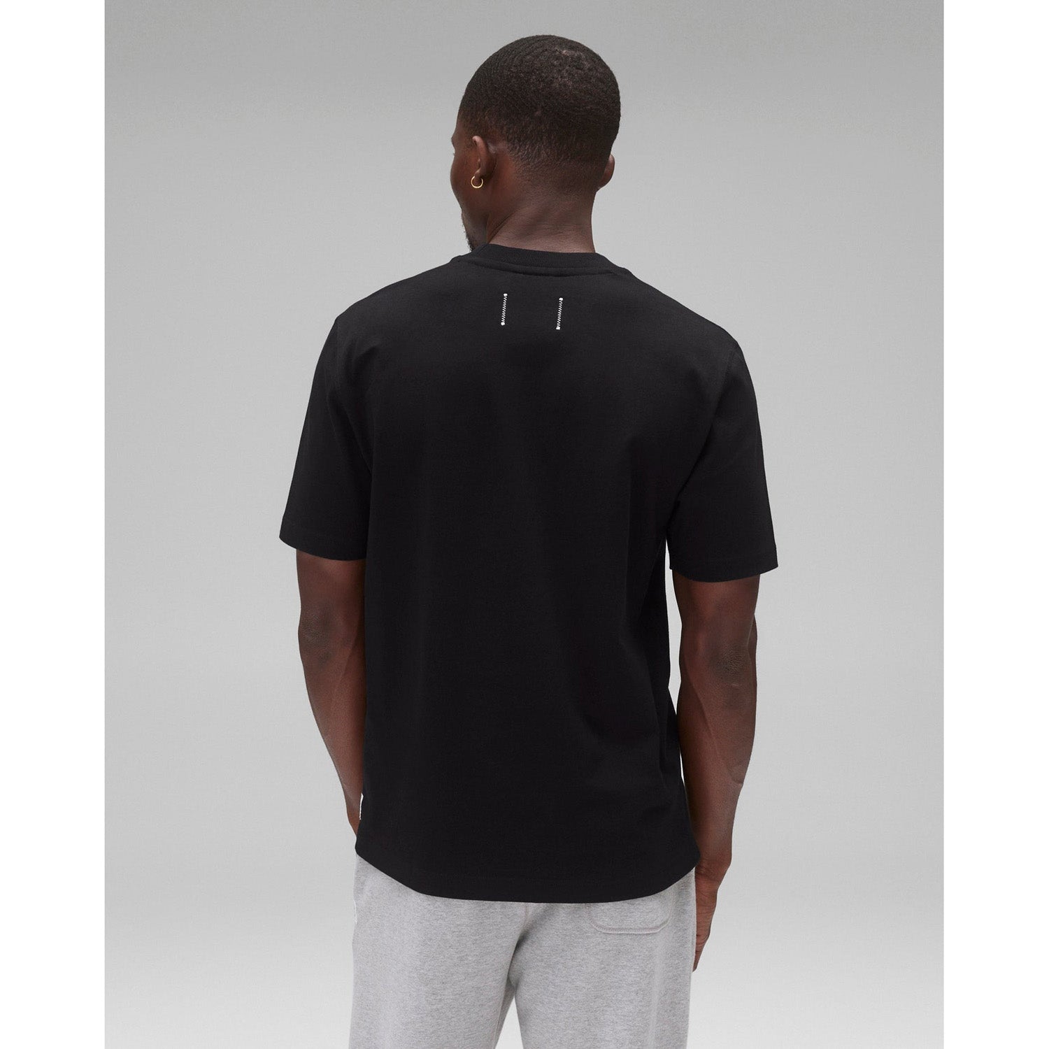 Reigning Champ Men Knit Midweight Jersey Collegiate T-Shirt Black White RC-1548-BLW - T-SHIRTS - Canada