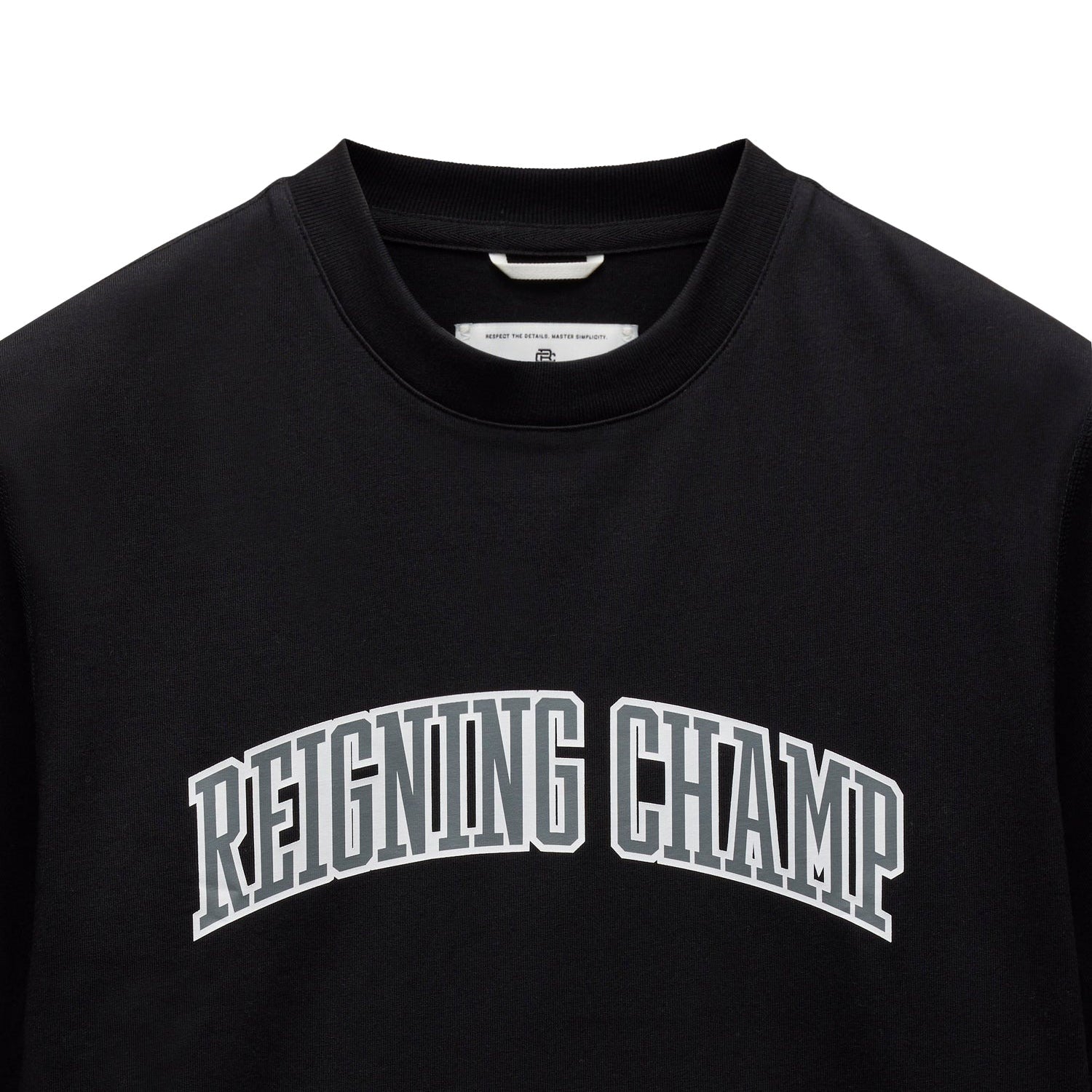 Reigning Champ Men Knit Midweight Jersey Collegiate T-Shirt Black White RC-1548-BLW - T-SHIRTS - Canada