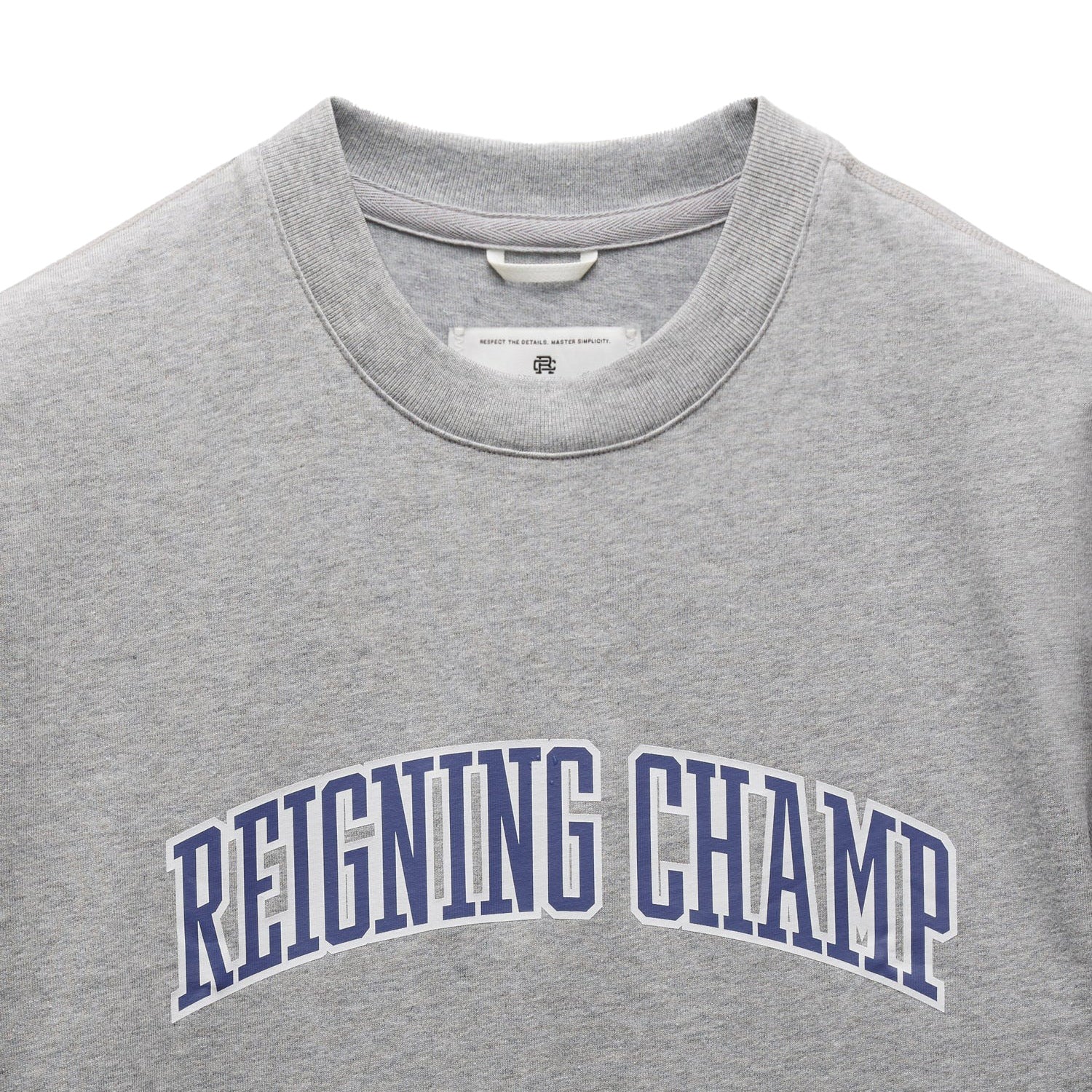 Reigning Champ Men Knit Midweight Jersey Collegiate T-Shirt Heather Grey Navy RC-1548-HGN - T-SHIRTS - Canada