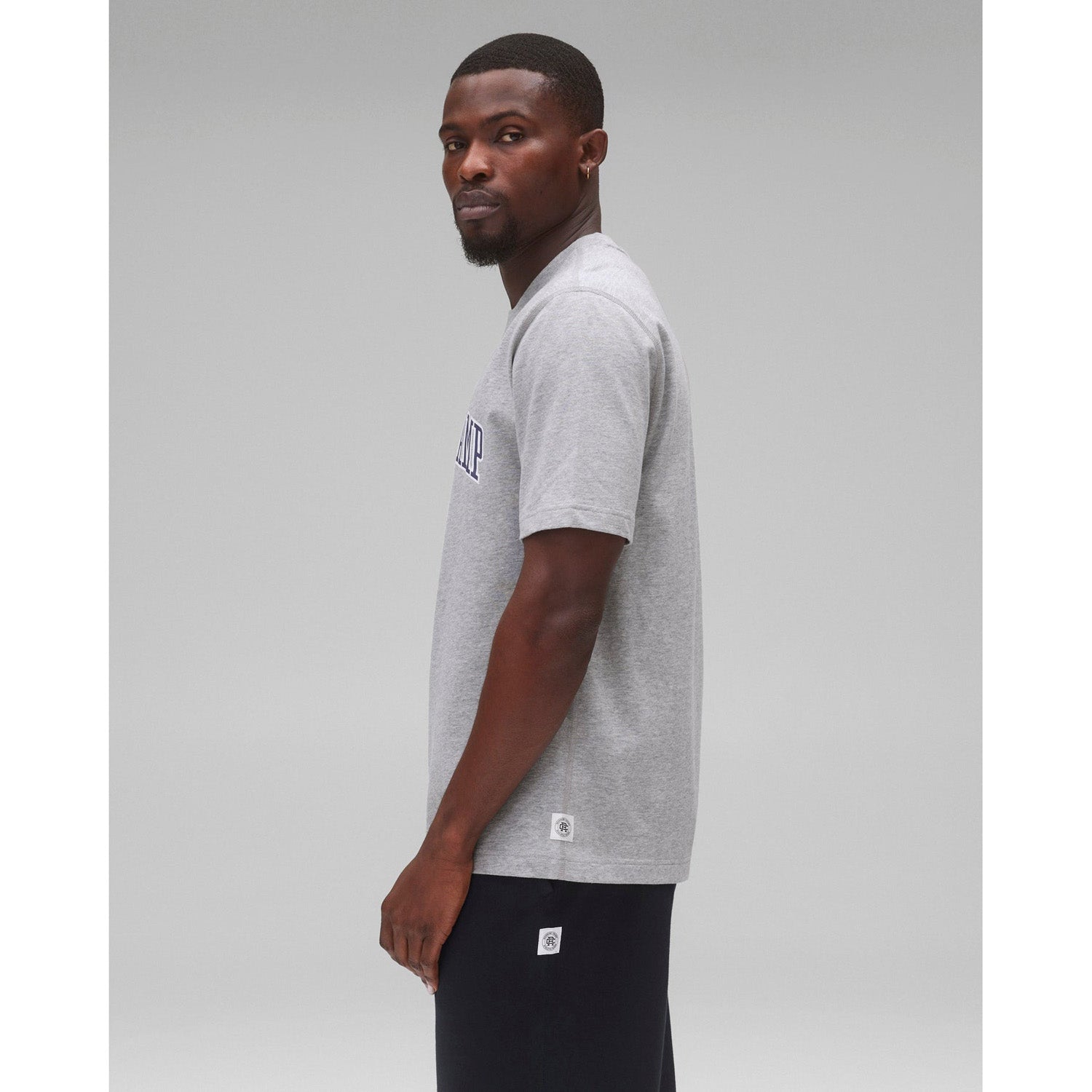 Reigning Champ Men Knit Midweight Jersey Collegiate T-Shirt Heather Grey Navy RC-1548-HGN - T-SHIRTS - Canada