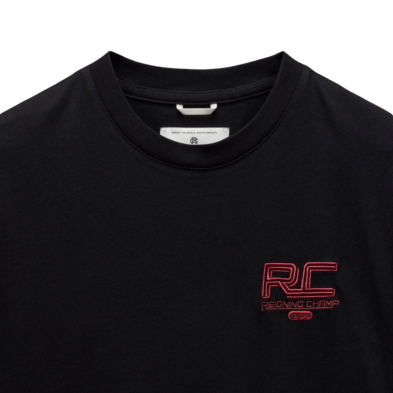 Reigning Champ Men Knit Midweight Jersey Race T-Shirt Black Red - T-SHIRTS - Canada