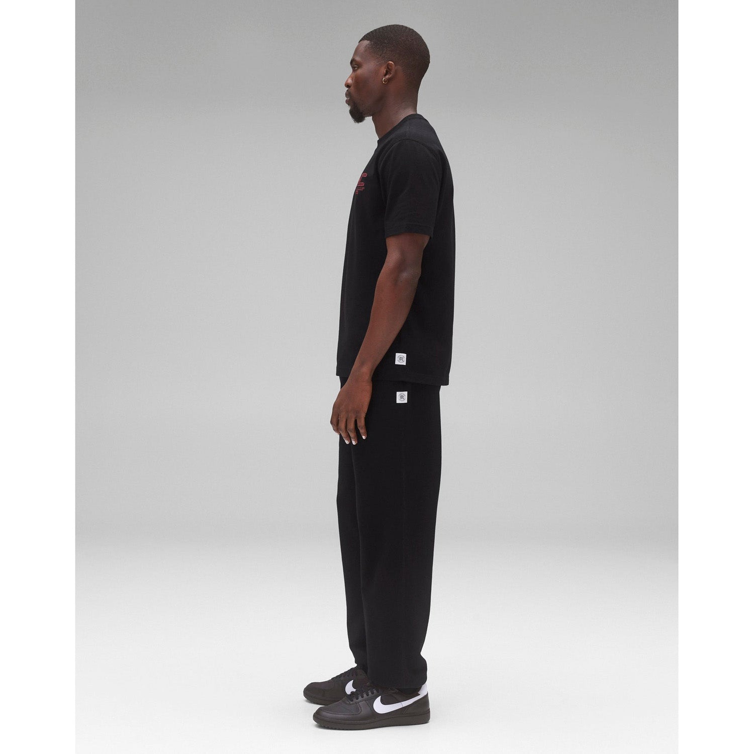 Reigning Champ Men Knit Midweight Jersey Race T-Shirt Black Red - T-SHIRTS - Canada