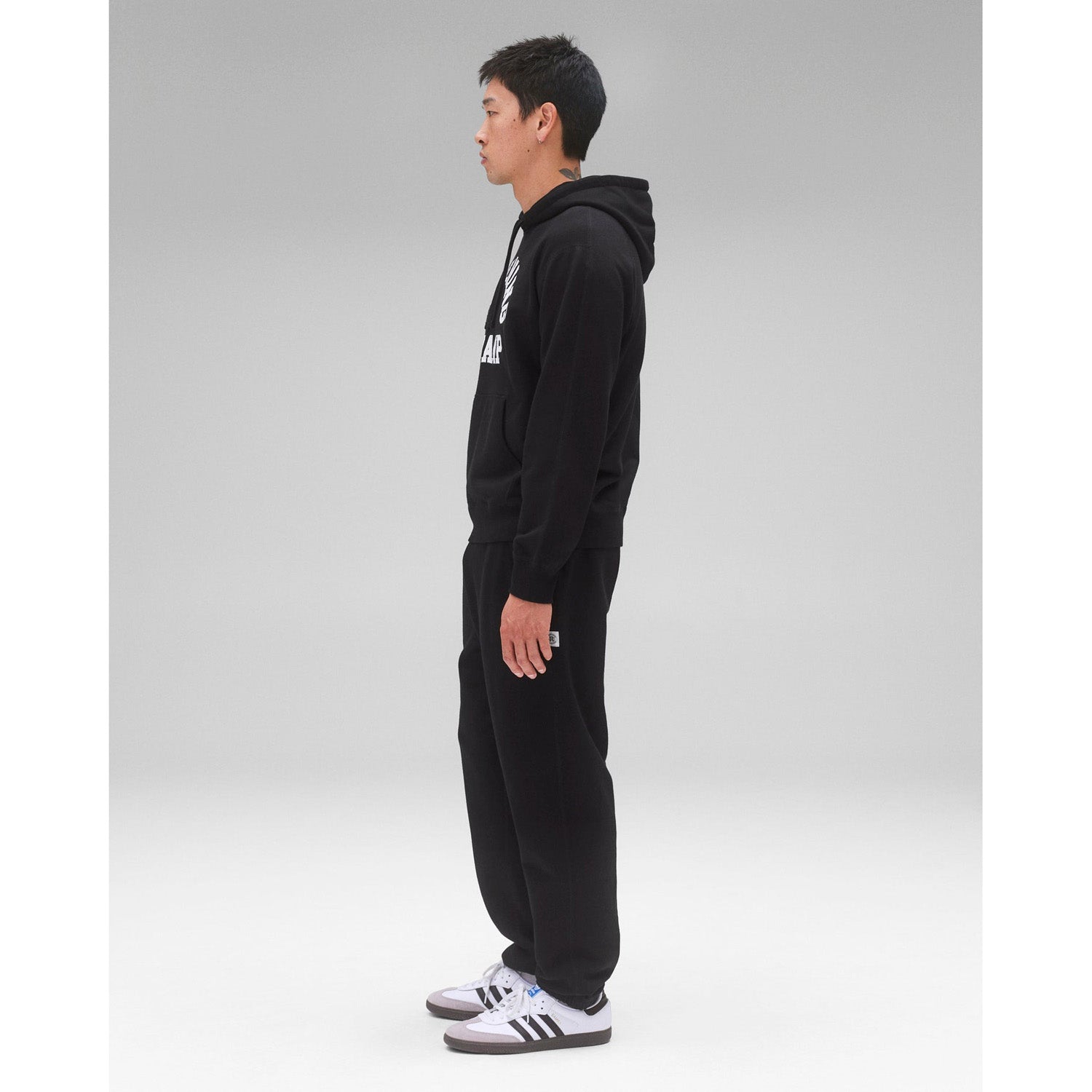 Reigning Champ Men Knit Midweight Terry Arch Logo Hoodie Black - SWEATERS - Canada