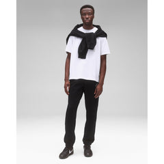 Reigning Champ Men Knit Midweight Terry Arch Logo Sweatpant Black White - BOTTOMS - Canada