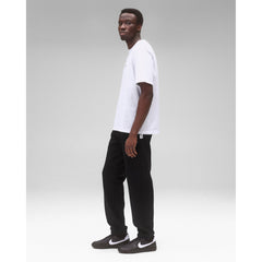 Reigning Champ Men Knit Midweight Terry Arch Logo Sweatpant Black White - BOTTOMS - Canada