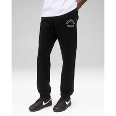 Reigning Champ Men Knit Midweight Terry Arch Logo Sweatpant Black White - BOTTOMS - Canada