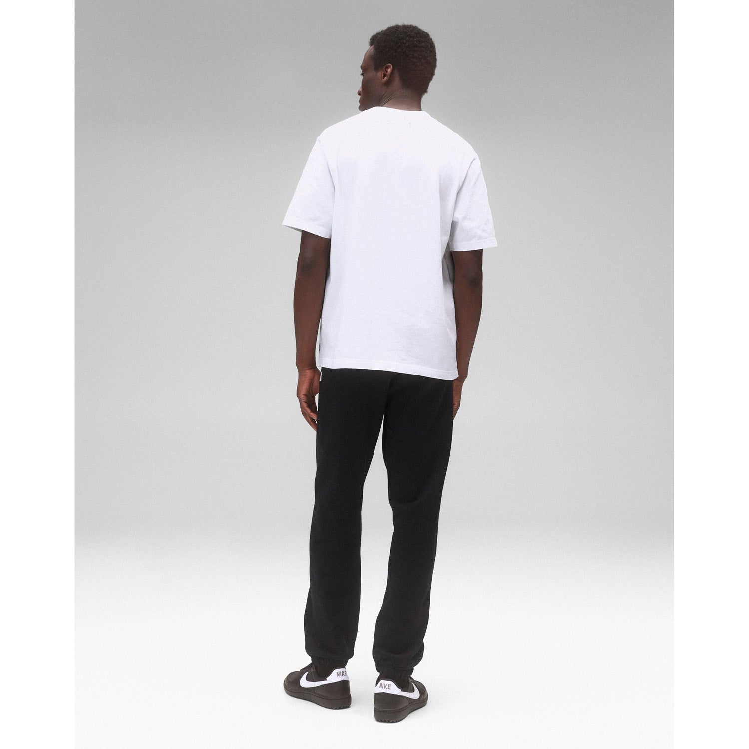Reigning Champ Men Knit Midweight Terry Arch Logo Sweatpant Black White - BOTTOMS - Canada