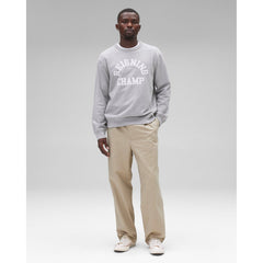 Reigning Champ Men Knit Midweight Terry Classic Arch Logo Crewneck Heather Grey - SWEATERS - Canada