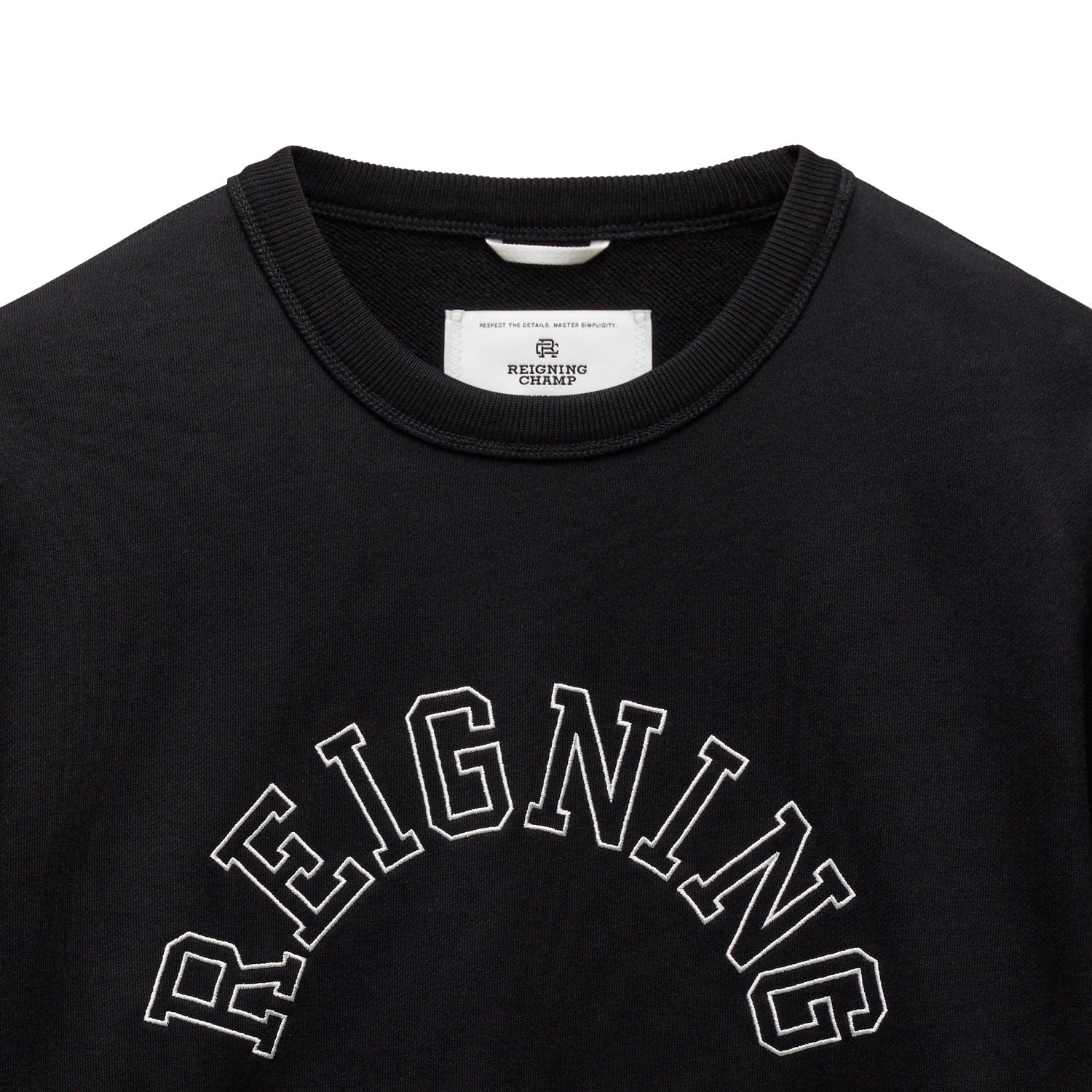 Reigning Champ Men Midweight Terry Arch Logo Crewneck Black White RC-3439-BLW - SWEATERS - Canada