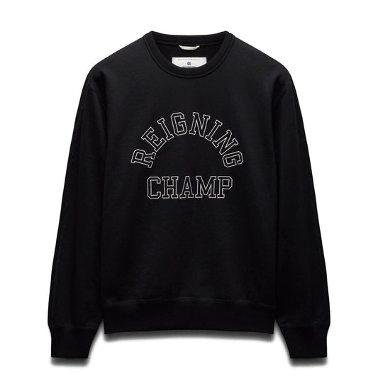 Reigning Champ Men Midweight Terry Arch Logo Crewneck Black White RC-3439-BLW - SWEATERS - Canada