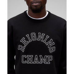 Reigning Champ Men Midweight Terry Arch Logo Crewneck Black White RC-3439-BLW - SWEATERS - Canada