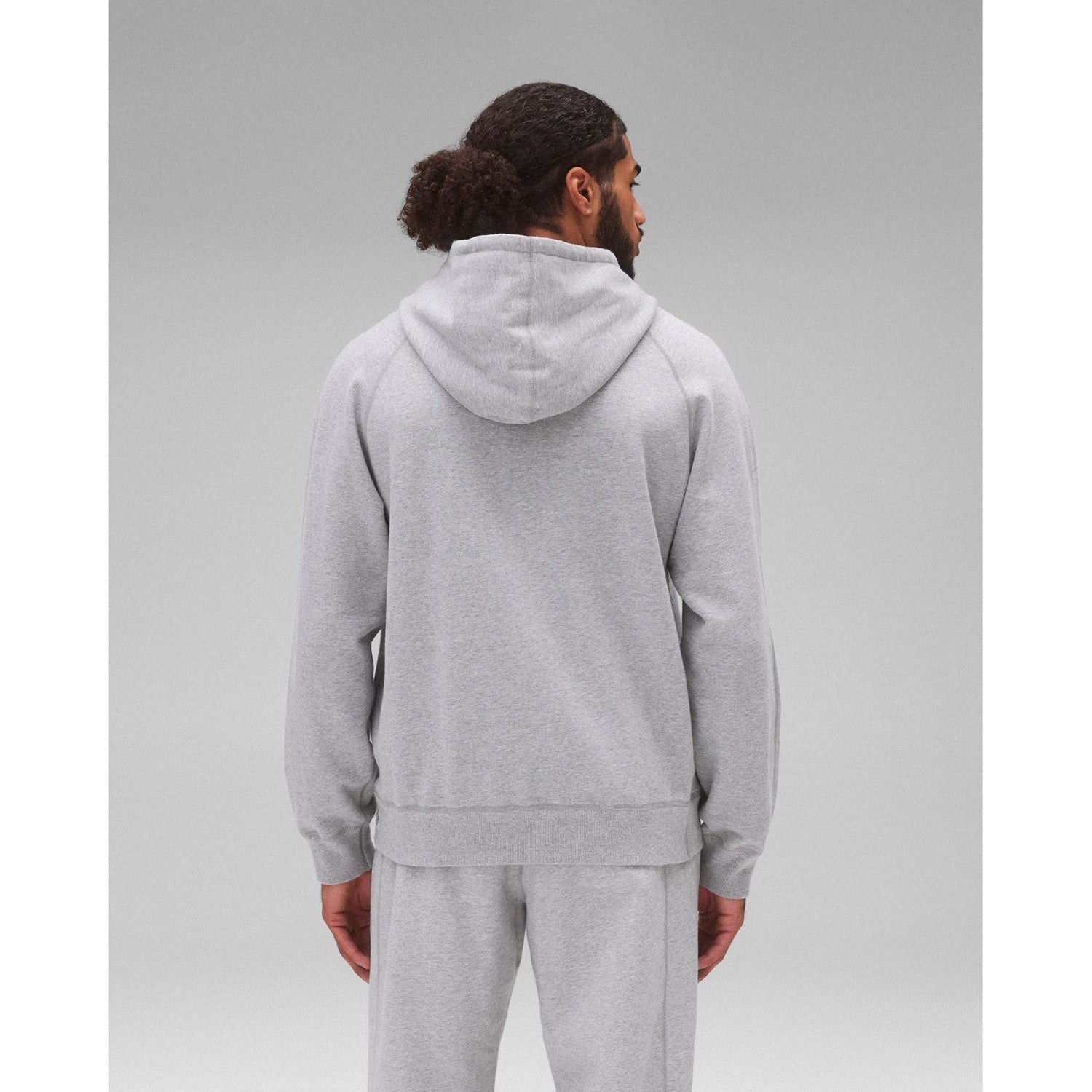 Reigning Champ Men Midweight Terry Lines Hoodie Heather Grey Black RC-3304-HGB - SWEATERS - Canada
