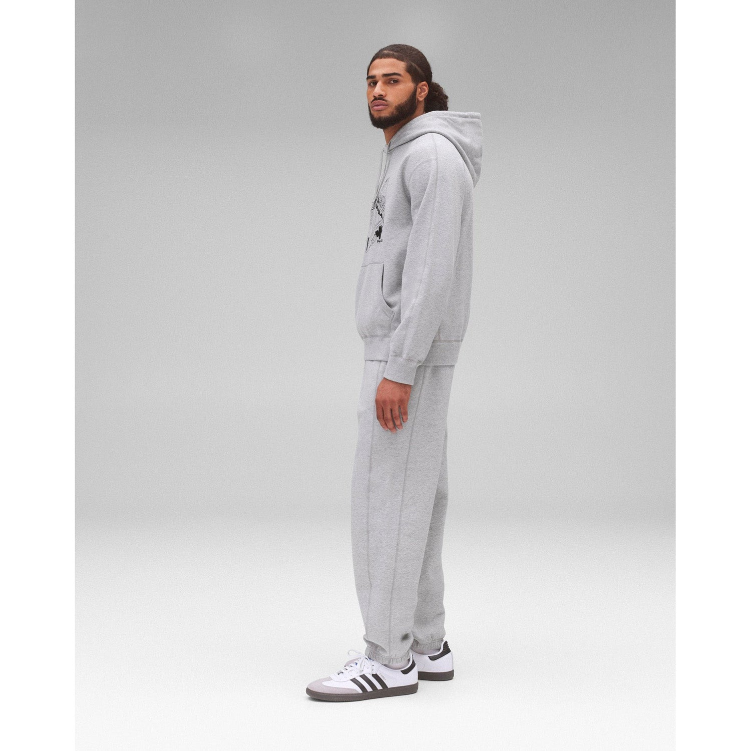 Reigning Champ Men Midweight Terry Lines Hoodie Heather Grey Black RC-3304-HGB - SWEATERS - Canada