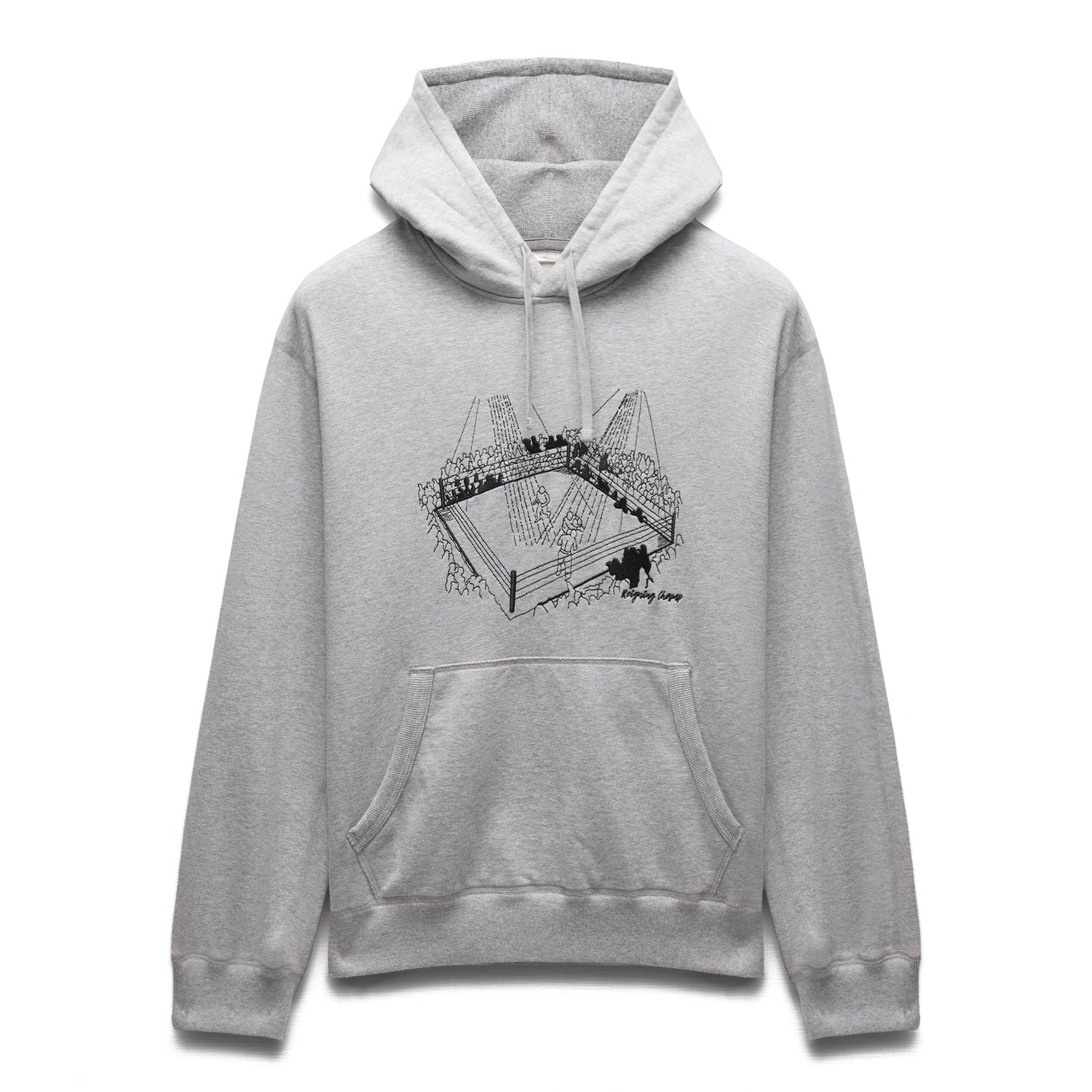 Reigning Champ Men Midweight Terry Lines Hoodie Heather Grey Black RC-3304-HGB - SWEATERS - Canada