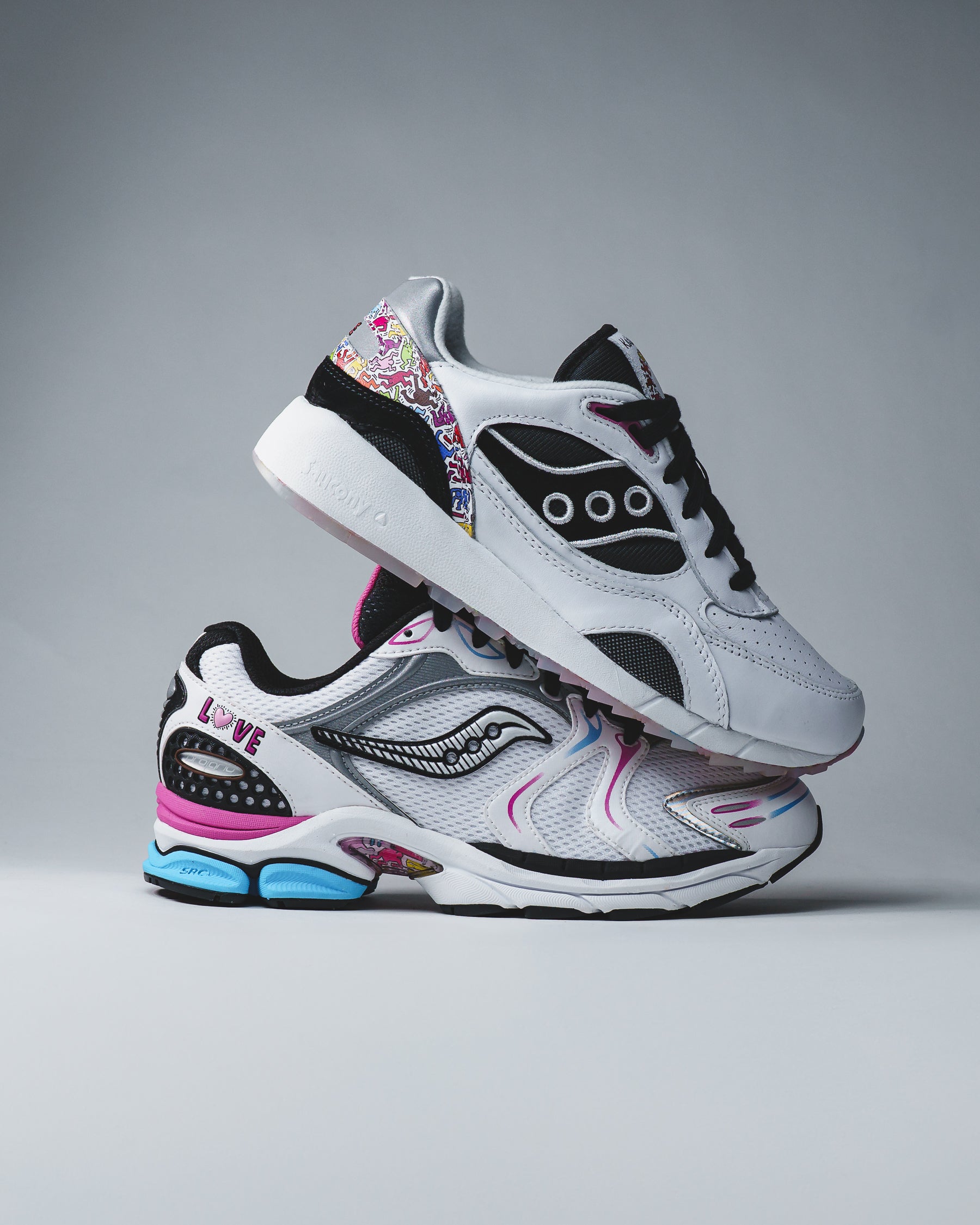 Decrease quantity for Saucony x Keith Haring Men Shadow 6000 White Black S70973-1 - FOOTWEAR - Canada