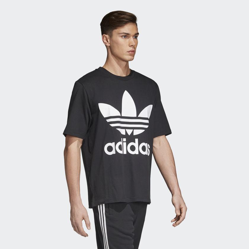 CLOTHING - Adidas Originals Oversized Tee Trefoil Black White CW1211