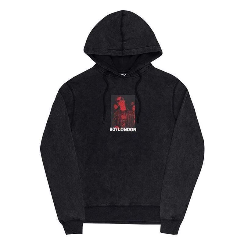 SWEATERS - Boy London Photoprint Patch Hood Washed Black Men BOYLPH019-BLK