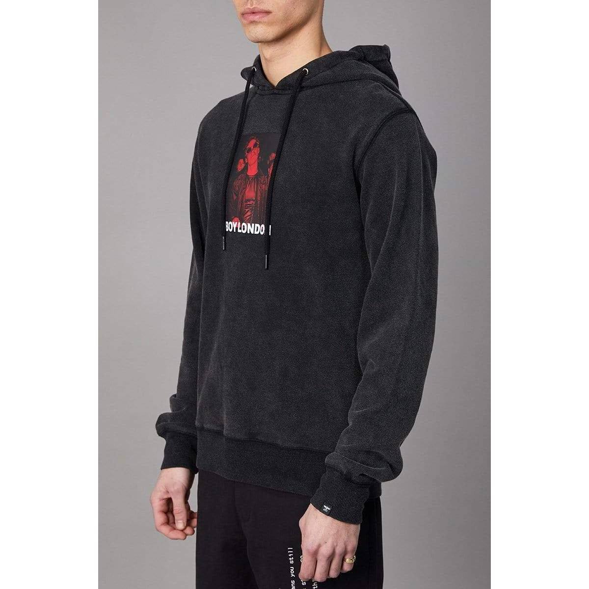 SWEATERS - Boy London Photoprint Patch Hood Washed Black Men BOYLPH019-BLK