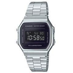 Casio Vintage Collection Silver Black Digital Retro Watch A168WEM-1VT - ACCESSORIES - Solestop.com - Canada