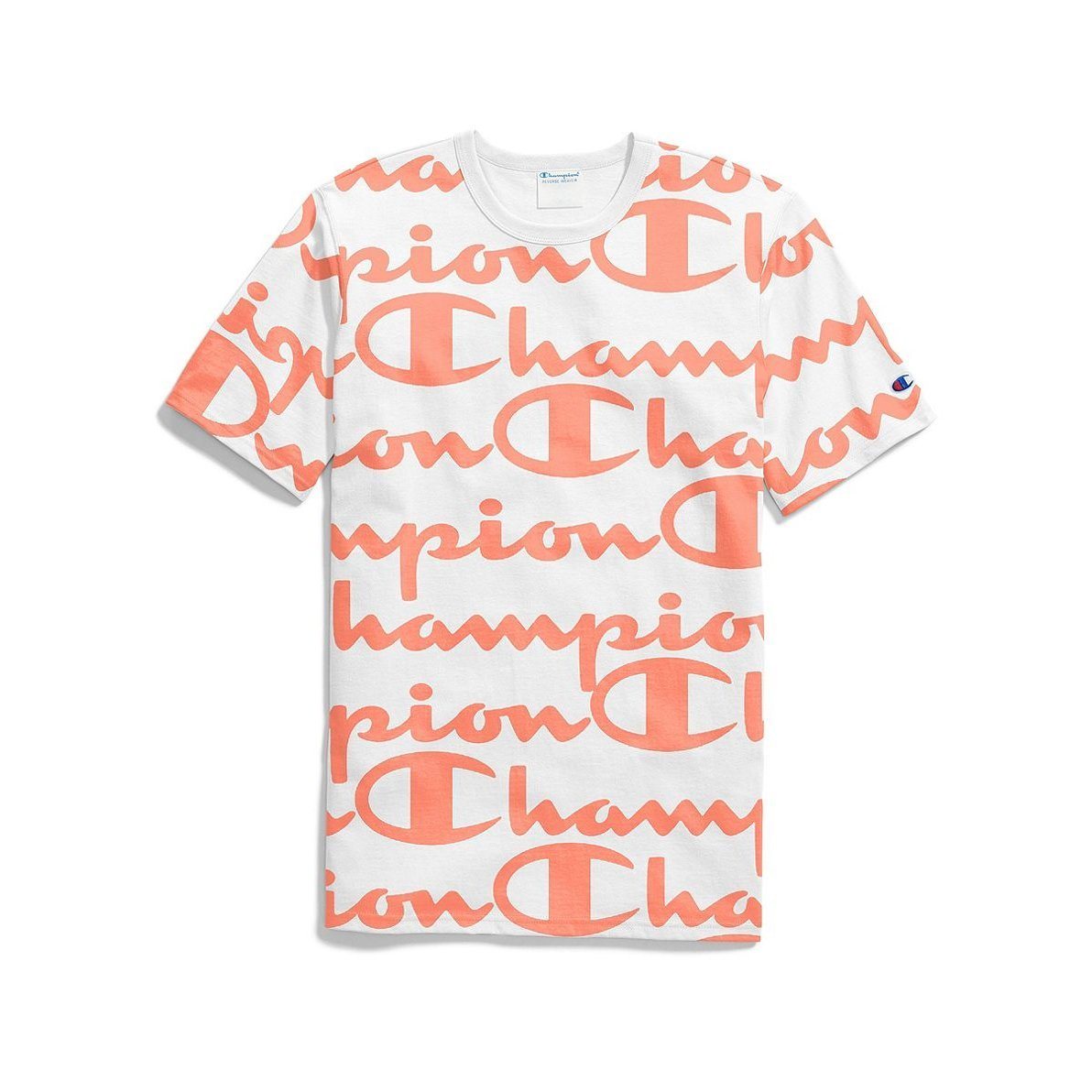 T-SHIRTS - Champion Heritage Tee Giant Chp Script White Papaya Men T1919S-ZNY