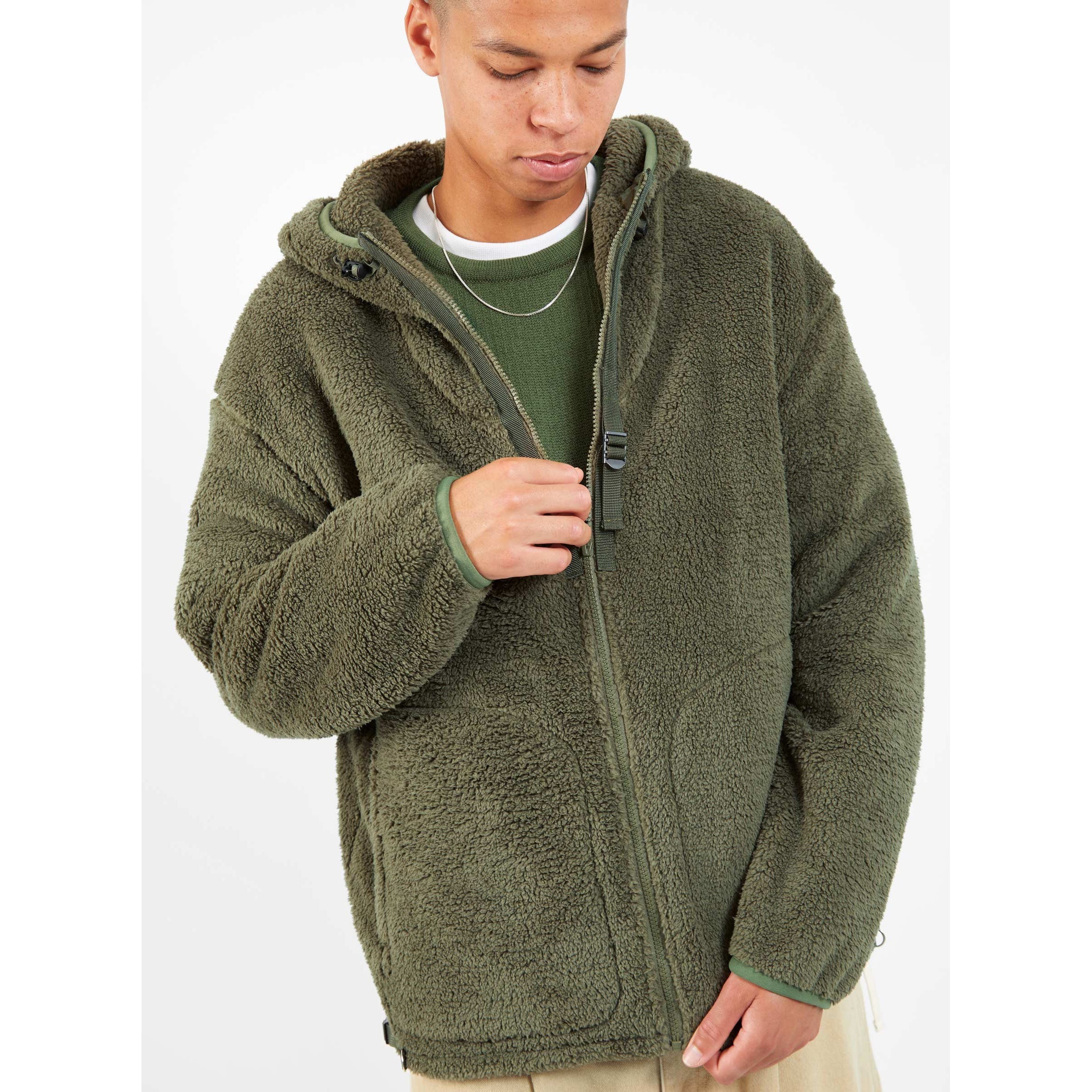 Decrease quantity for Garbstore Men Fleece Hoody Olive - SWEATERS - Canada