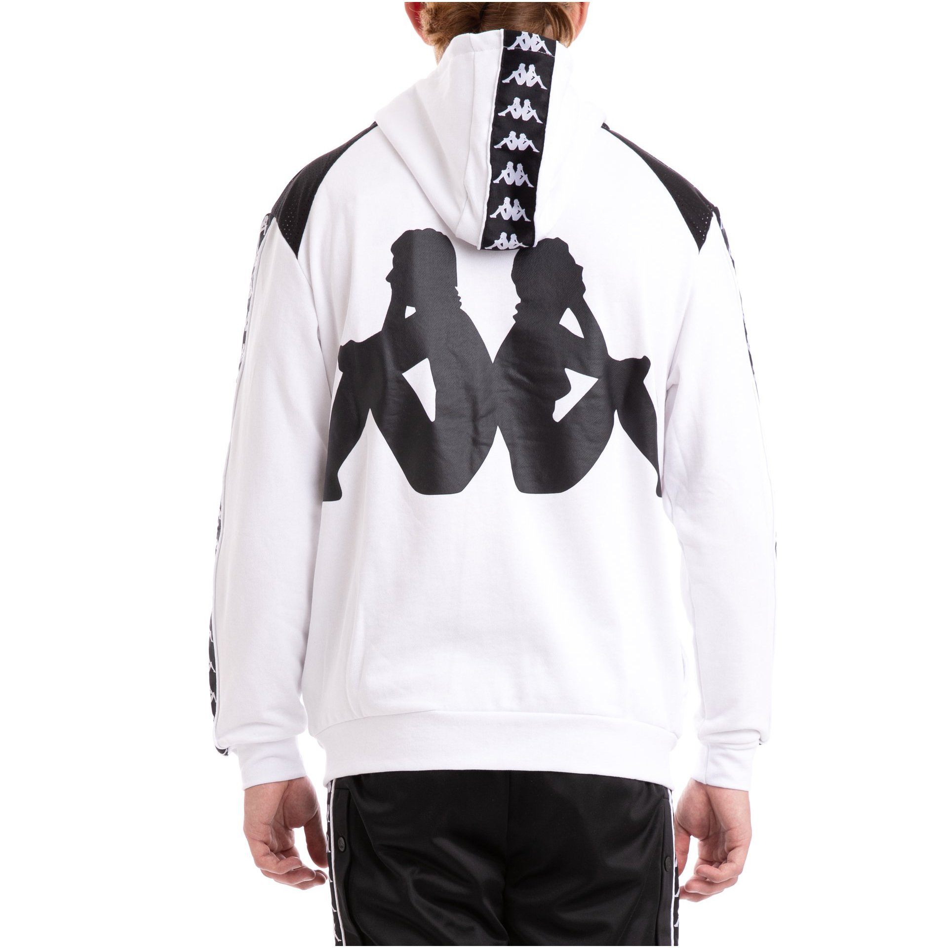 SWEATERS - Kappa Authentic Bray White Black Hoodie 304IEL0-904