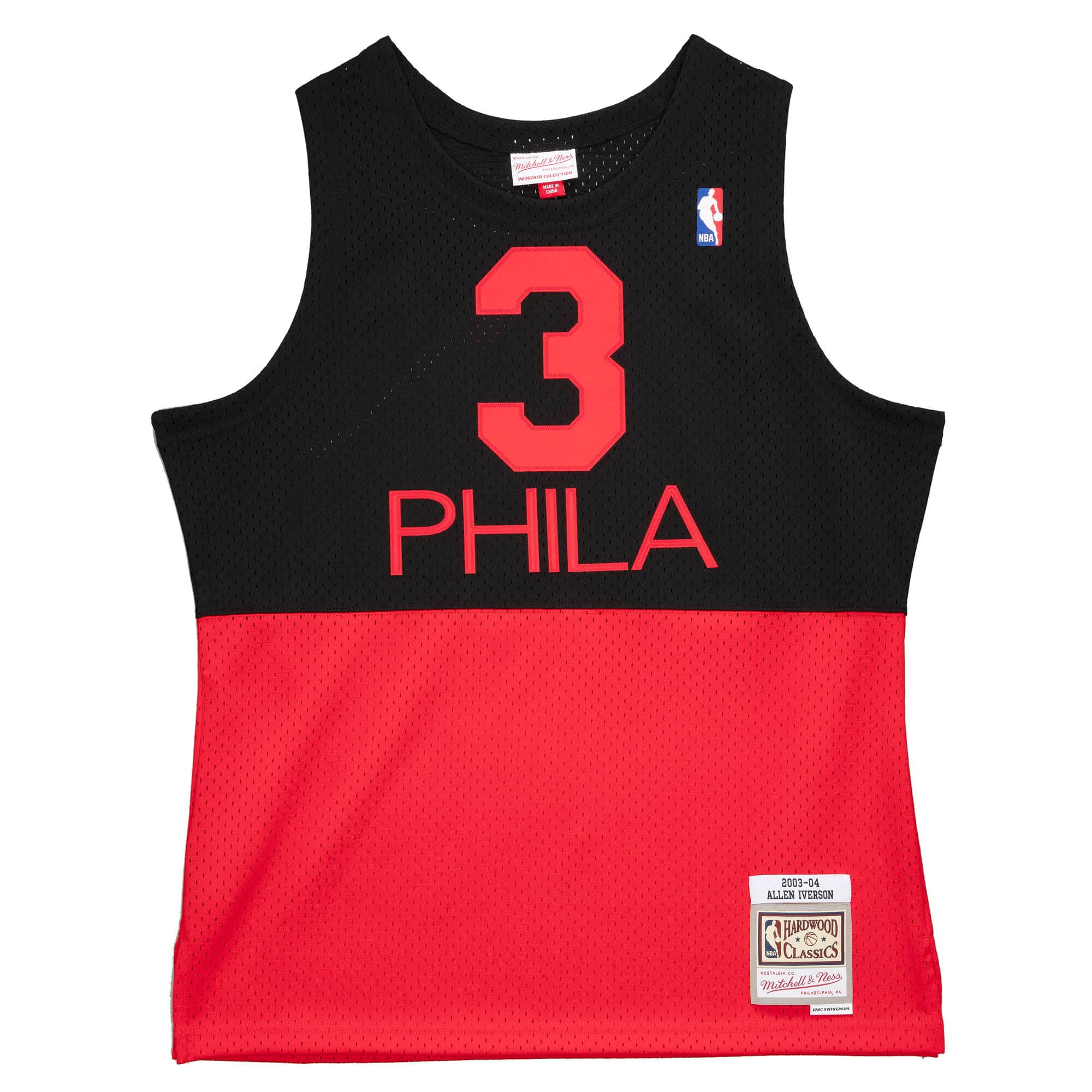 Mitchell & Ness Men NBA Philadelphia 76ers Reload Jersey Allen Iverson  Black Red '03-04 – HotelomegaShops
