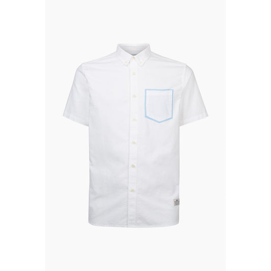 CLOTHING - PENFIELD FENTON PRINTED POCKET SHORT SLEEVE OXFORD BUTTON SHIRT WHITE PFM521902117-WHT