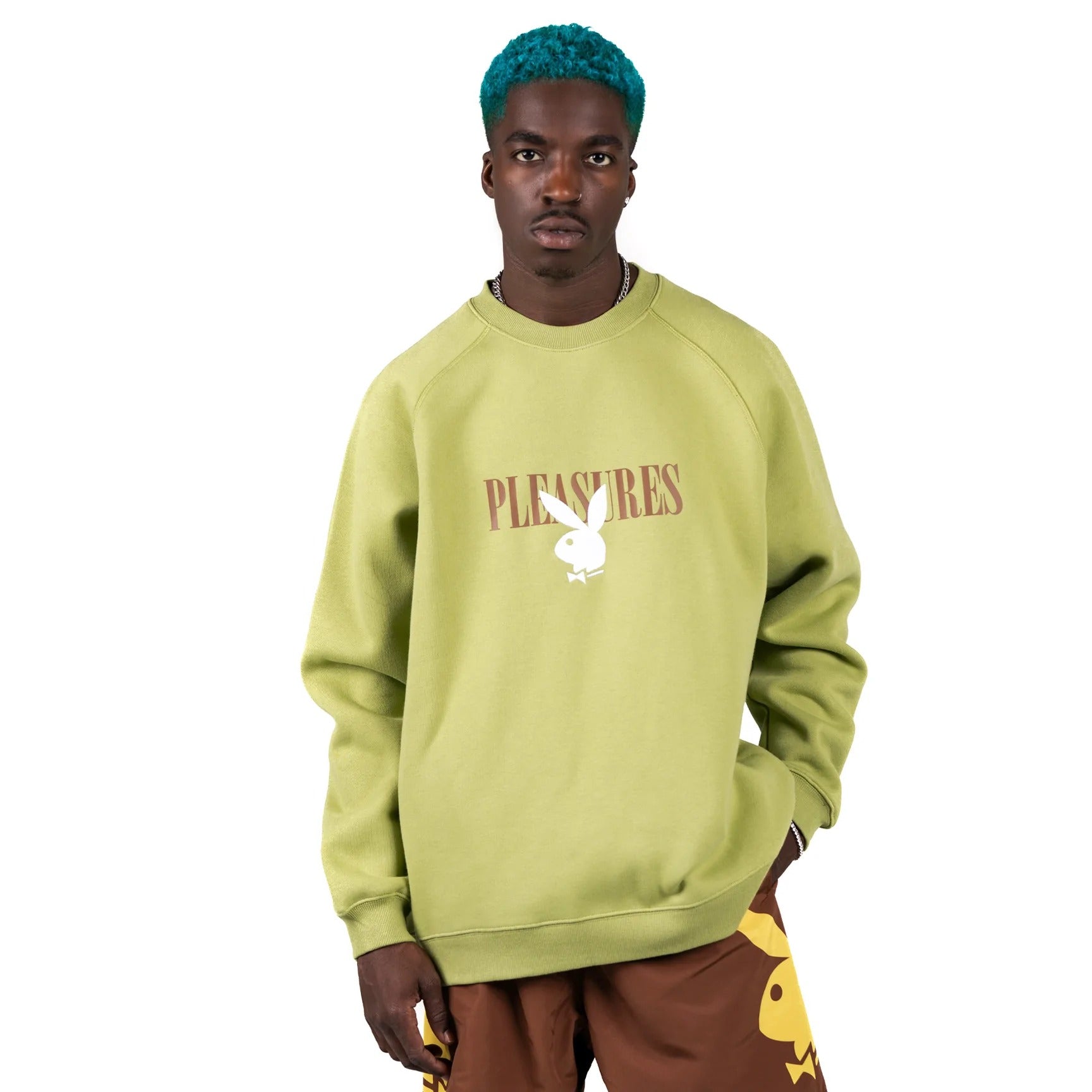 Pleasures Men x PLAYBOY Bunny Logo Crewneck Green - SWEATERS - Canada