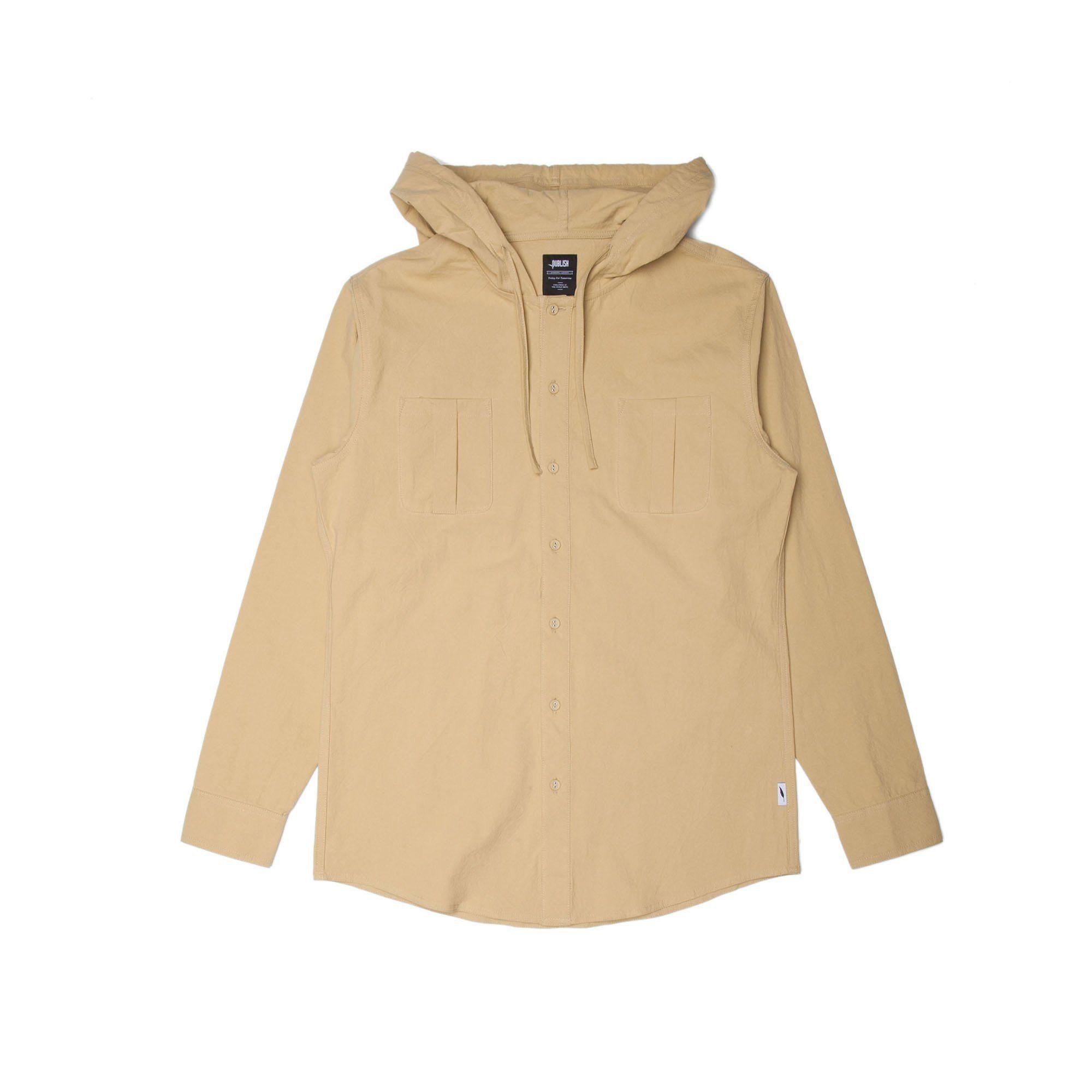 CLOTHING - Publish Aedan Hooded Button Up Khaki P1702008-KHA