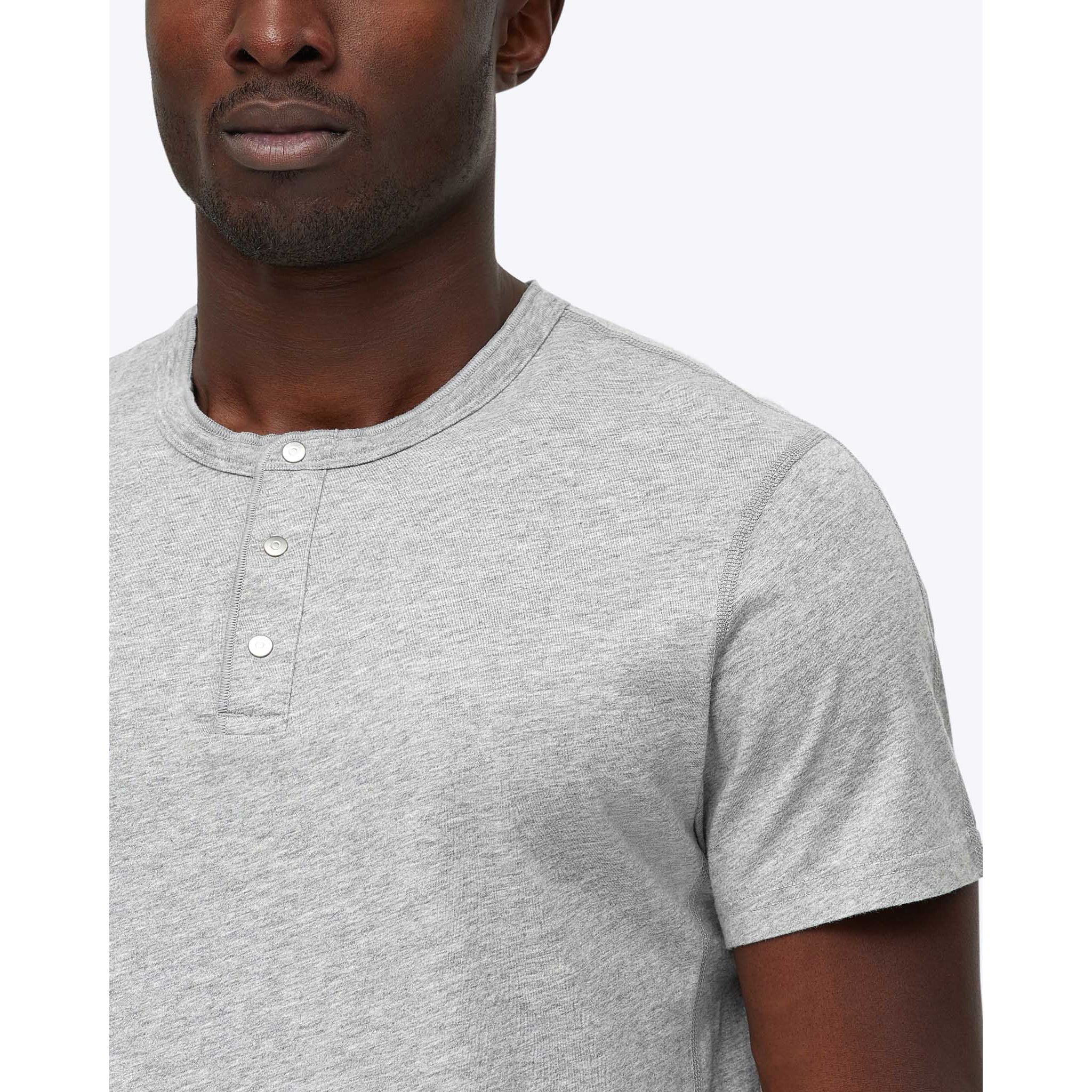 Reigning Champ Ringspun Jersey Short Sleeve Henley Tee Heather Grey RC-1073-GRY - CLOTHING - Canada