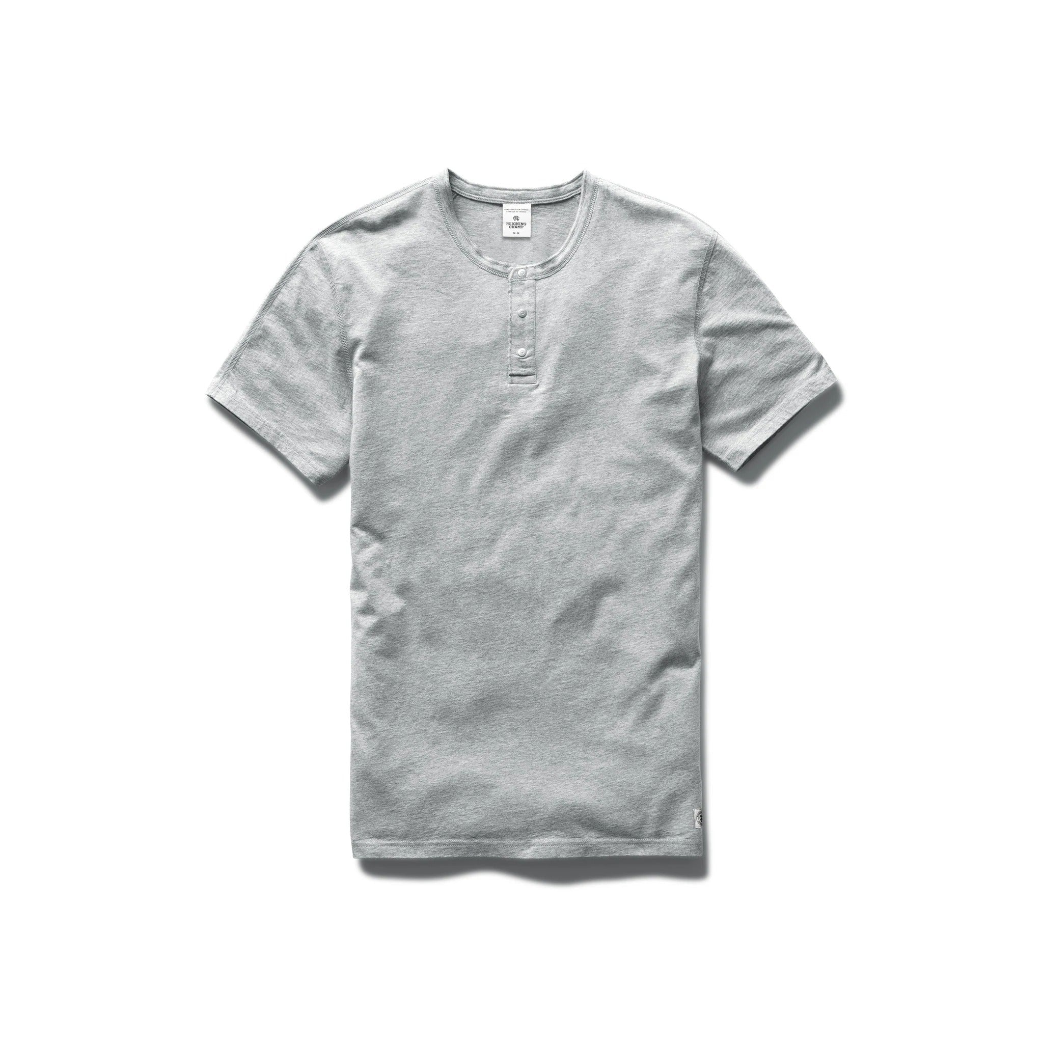 Reigning Champ Ringspun Jersey Short Sleeve Henley Tee Heather Grey RC-1073-GRY - CLOTHING - Canada
