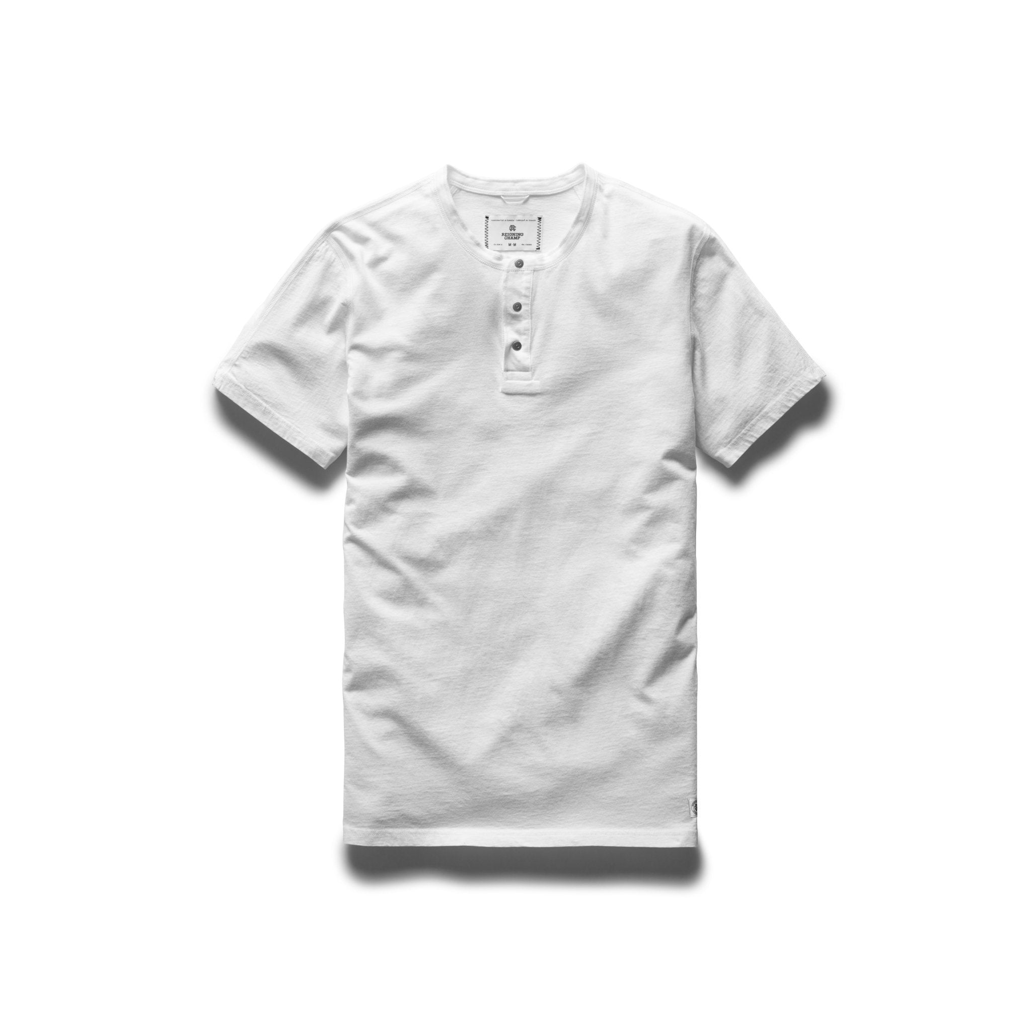 Reigning Champ Ringspun Jersey Short Sleeve Henley Tee White Core