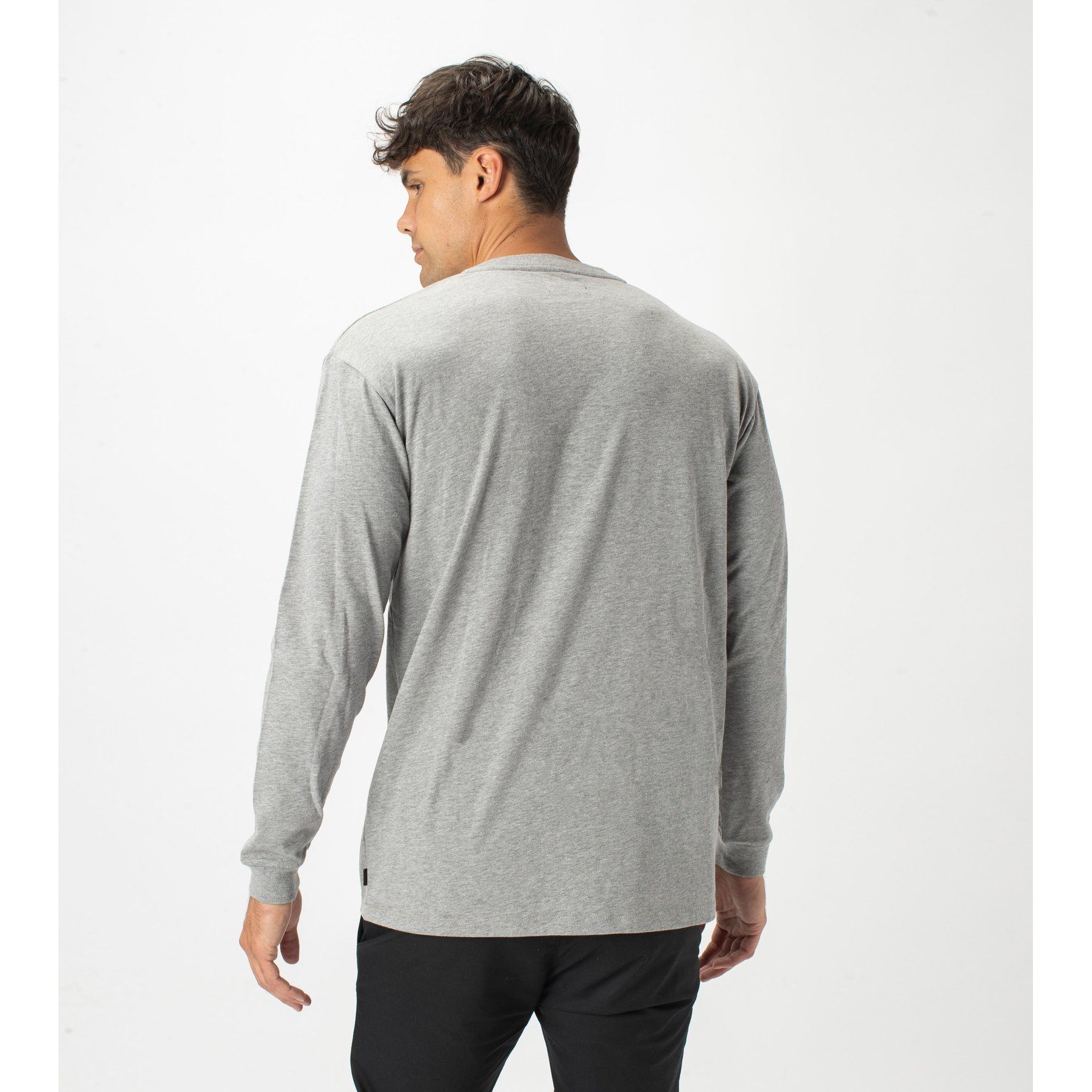 T-SHIRTS - Zanerobe Men Henley LS Tee Dark Grey Marle 128-STA