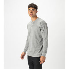 T-SHIRTS - Zanerobe Men Henley LS Tee Dark Grey Marle 128-STA