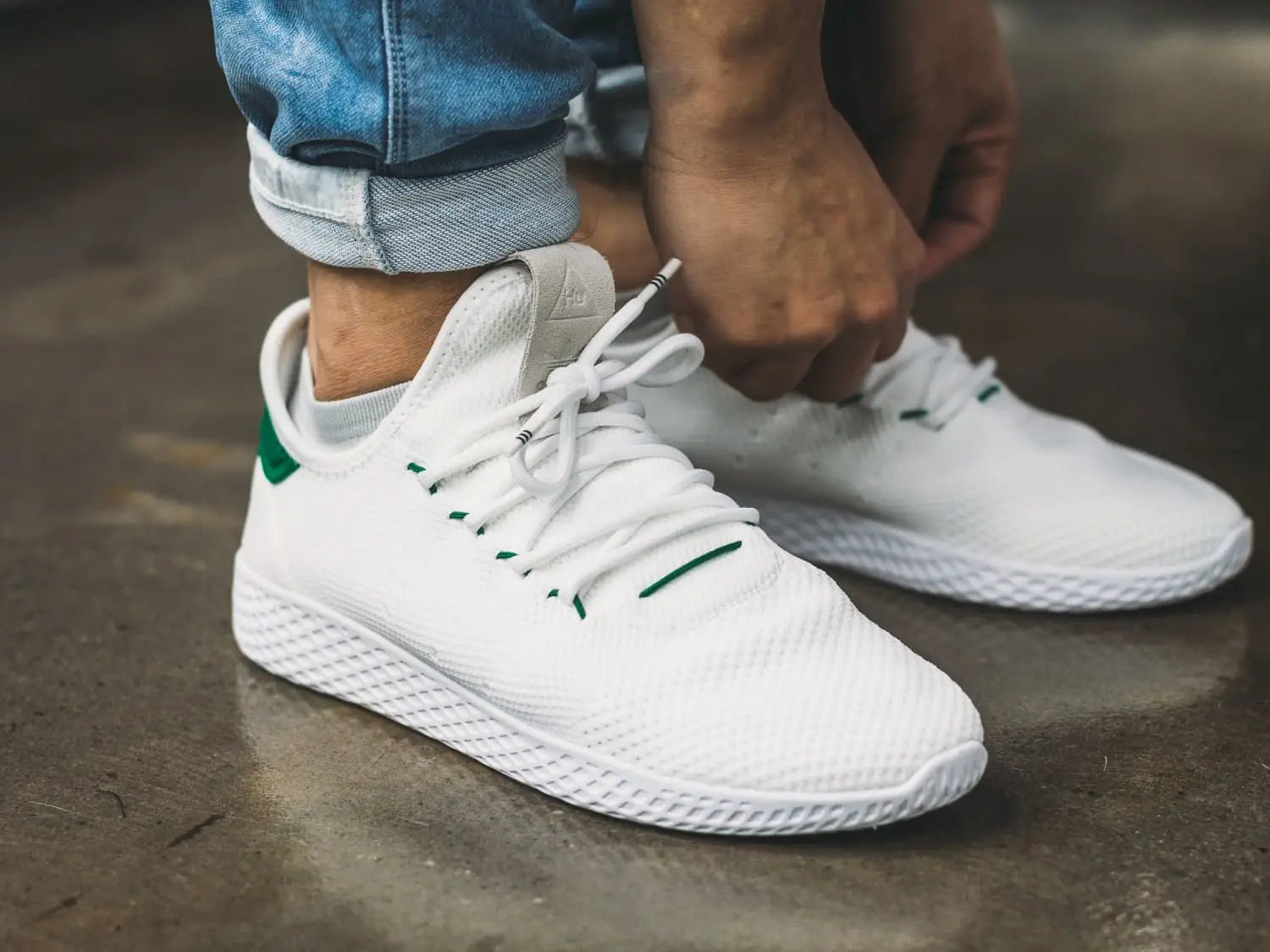 Pharrell Williams X adidas Tennis Hu (White/Green) - Sneaker Freaker