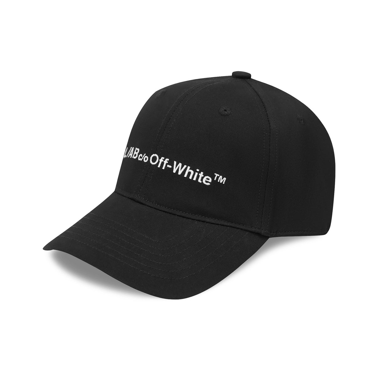 L/AB c/o Off-White Horizontal Embroidered Curved Brim Twill Cap Black