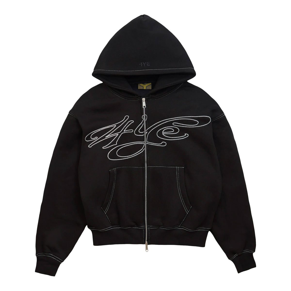 4YE Signature Zip Hoodie - Black/White