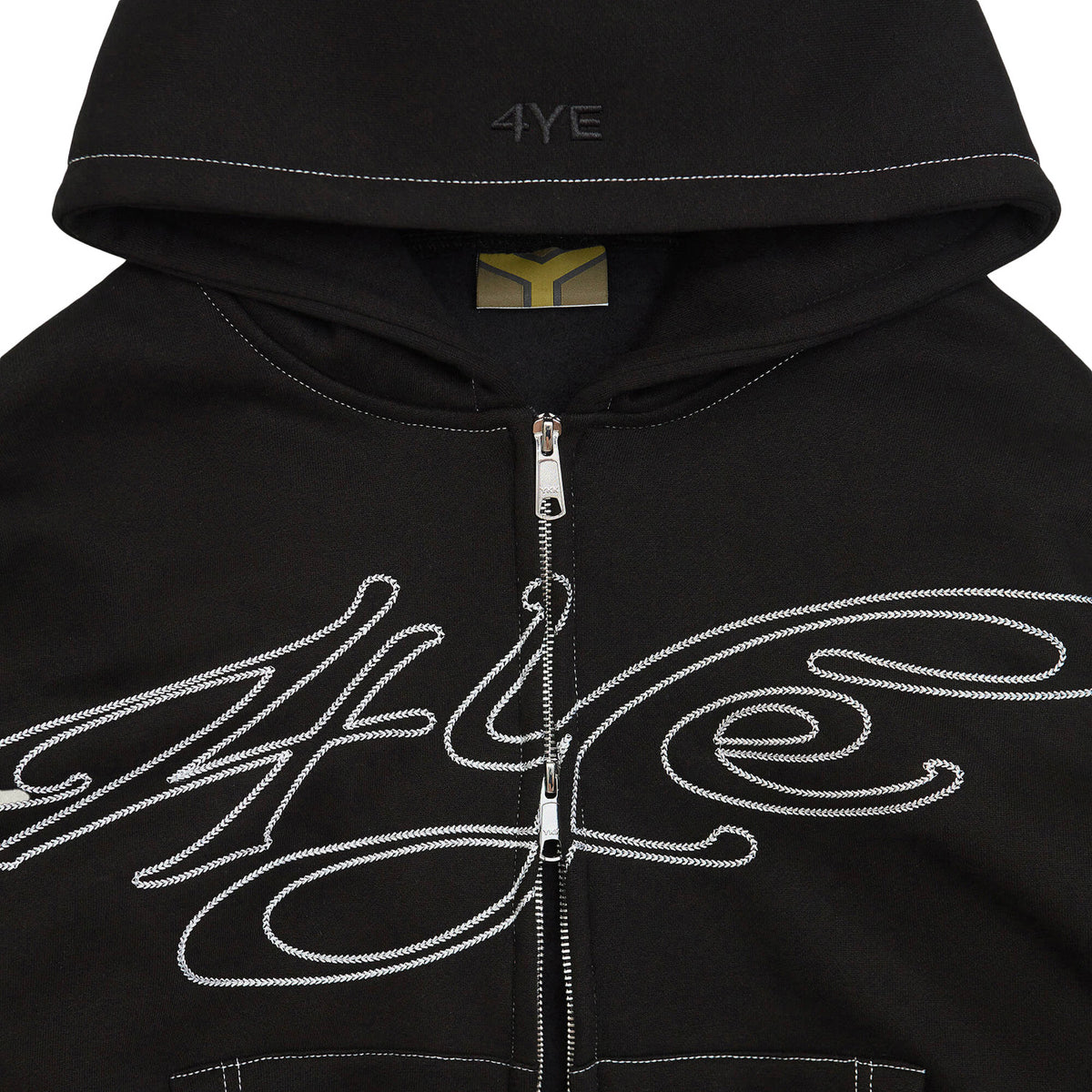4YE Signature Zip Hoodie - Black/White