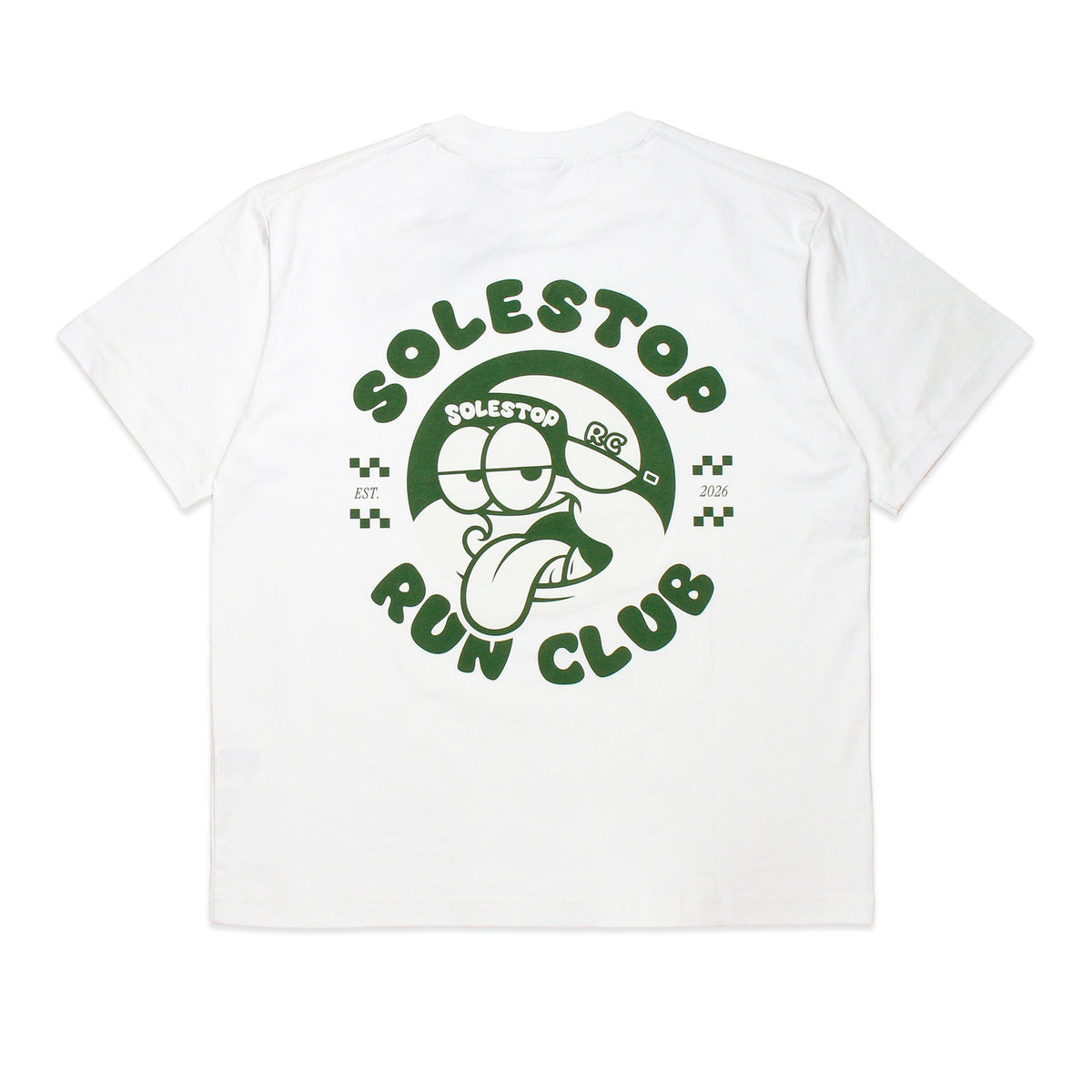 Solestop Run Club Mascot Loose Fit Boxy Cropped T-Shirt White Main image