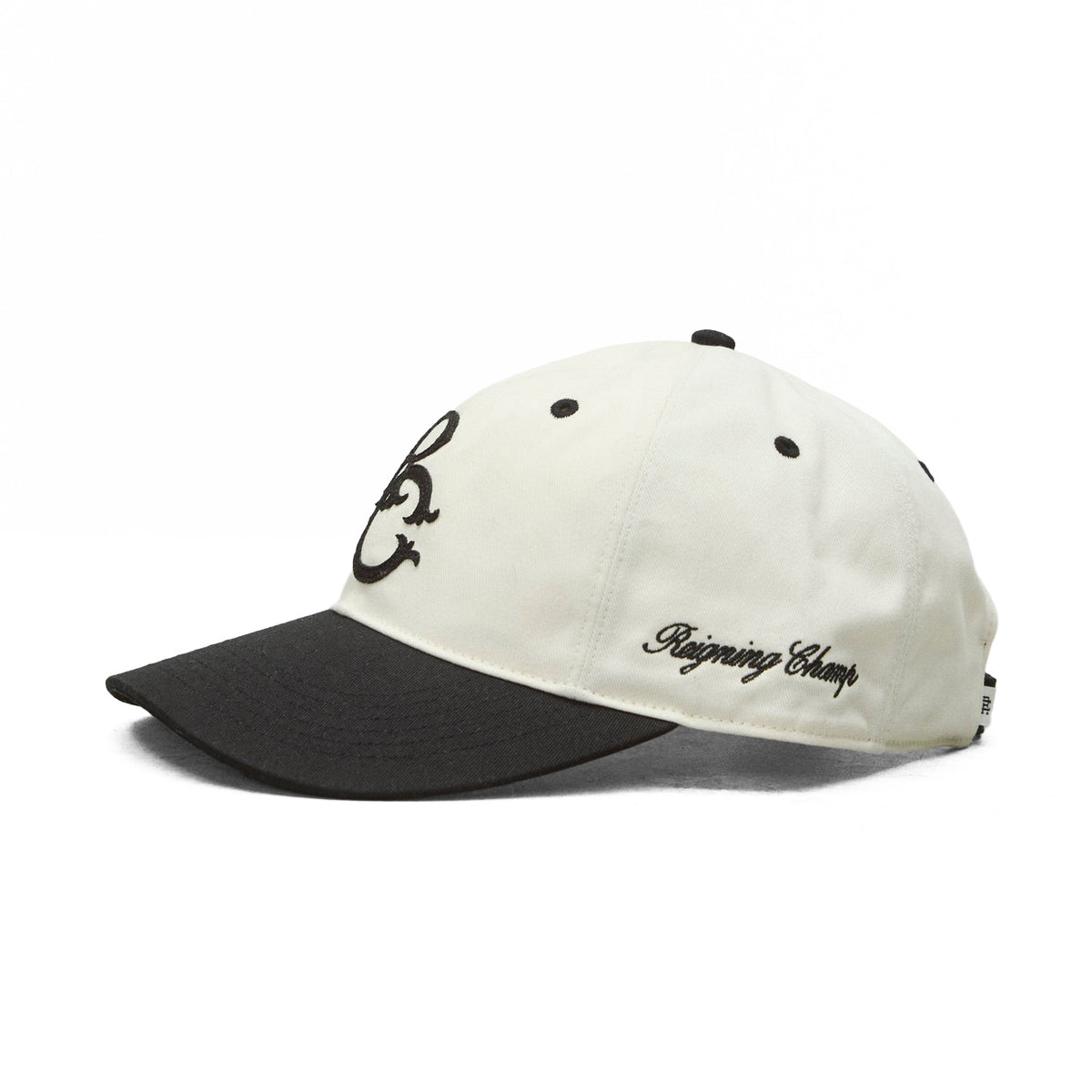 Reigning Champ Colour Block Highlander Strapback Cap Black Ivory