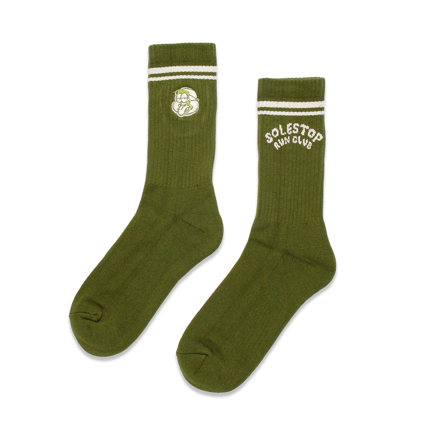 Solestop Run Club Logo Sock Army Green