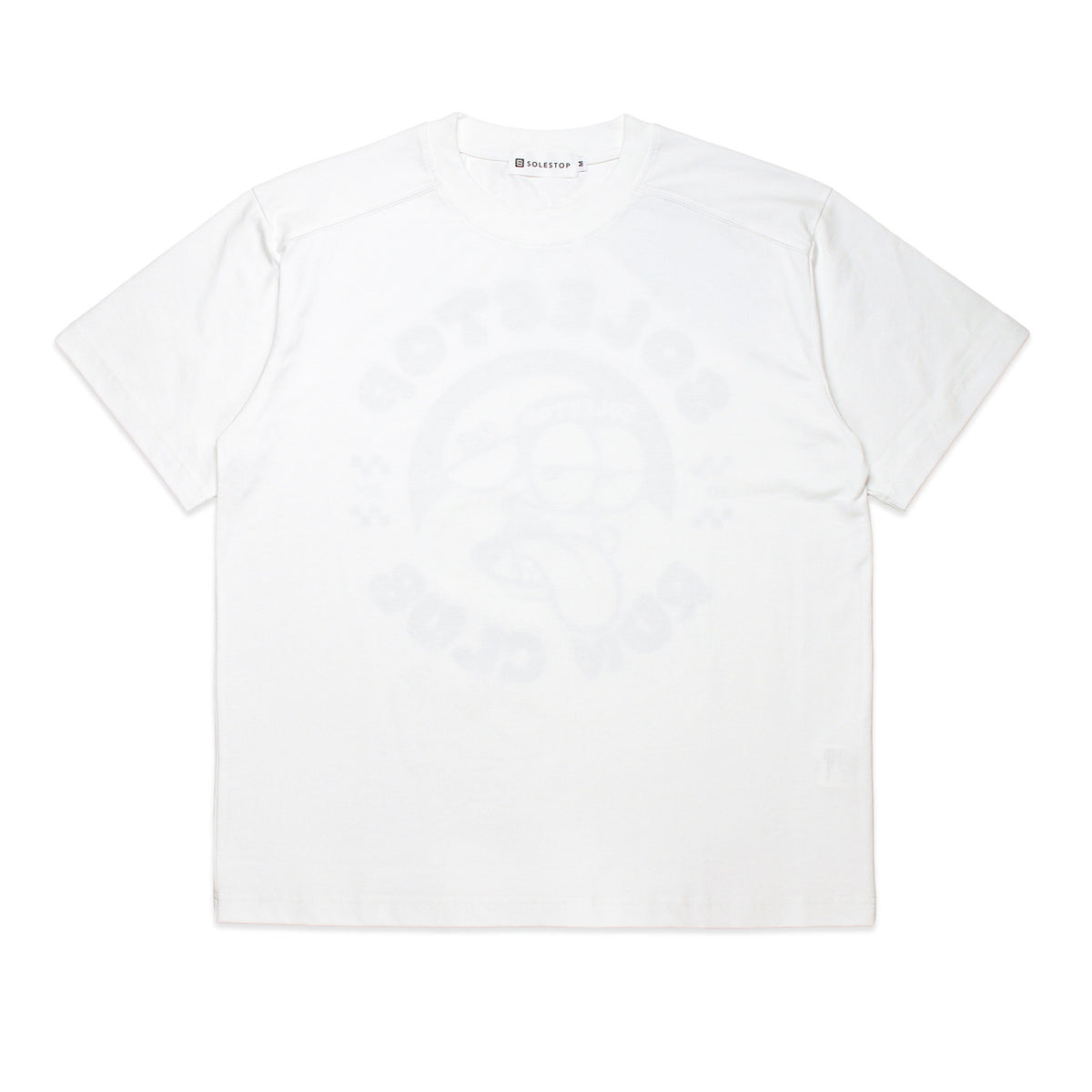Solestop Run Club Mascot Loose Fit Boxy Cropped T-Shirt White