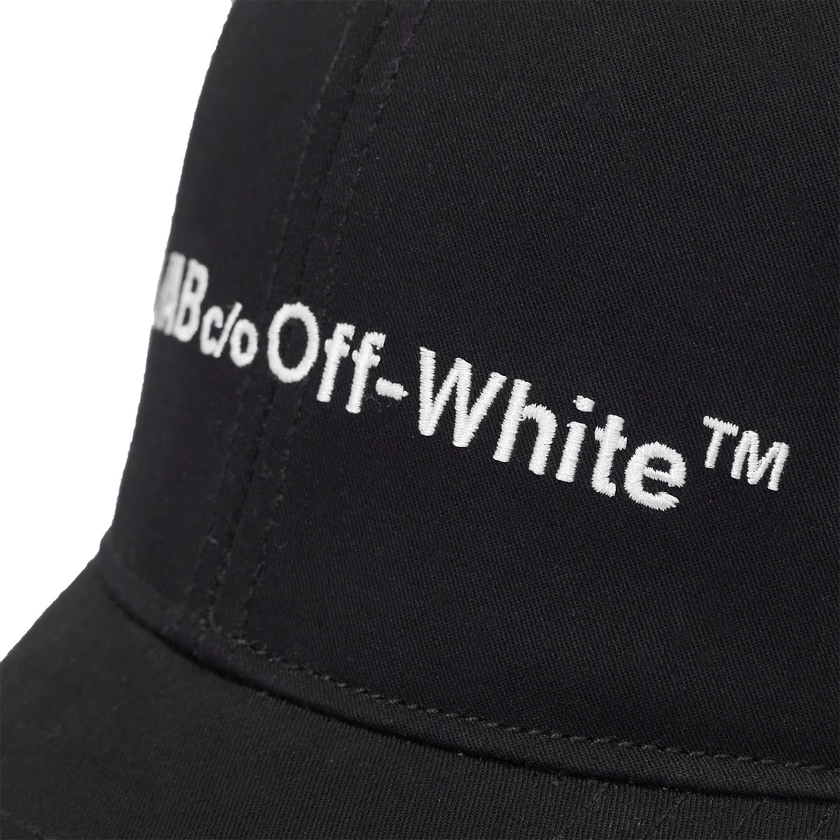 L/AB c/o Off-White Horizontal Embroidered Curved Brim Twill Cap Black