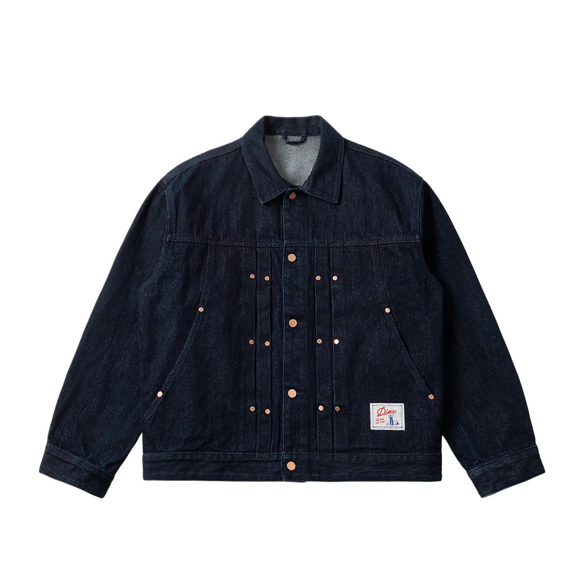 Dime Pleated Denim Jacket Reversed Indigo