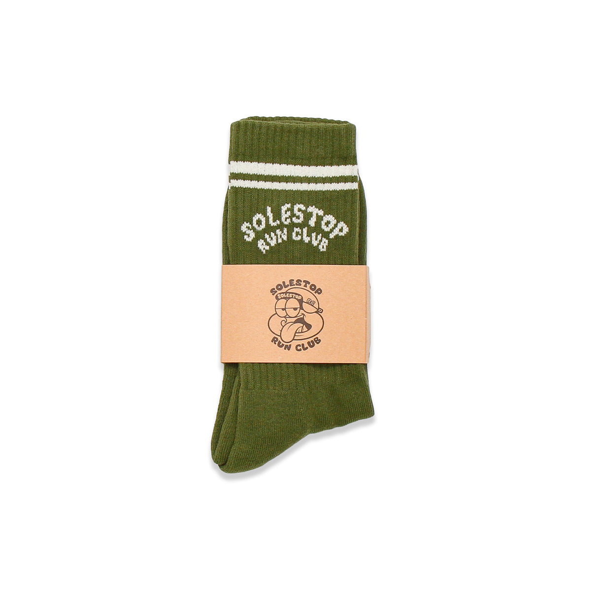 Solestop Run Club Logo Sock Army Green
