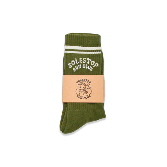 Solestop Run Club Logo Sock Army Green