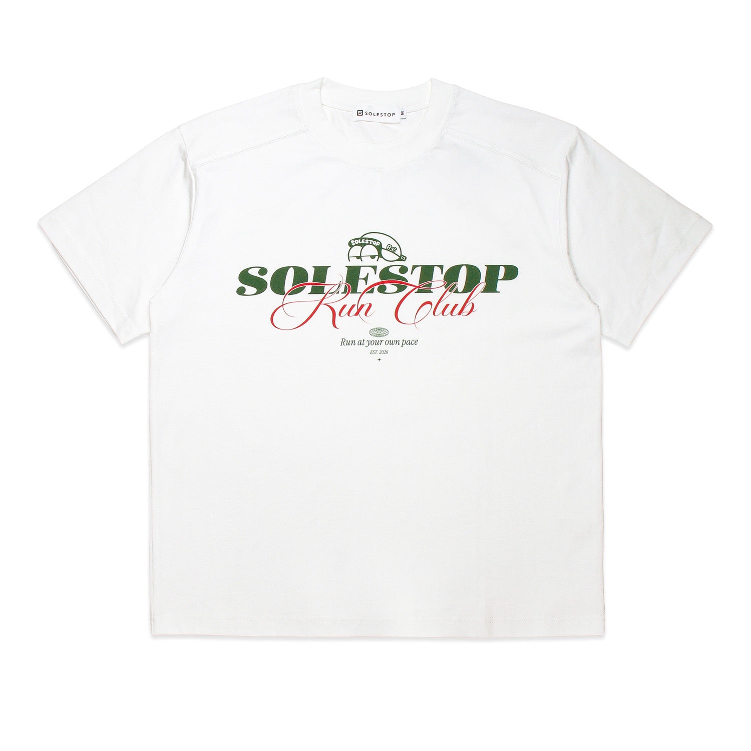 Solestop Run Club Script Overlay Boxy Cropped T-Shirt Apricot