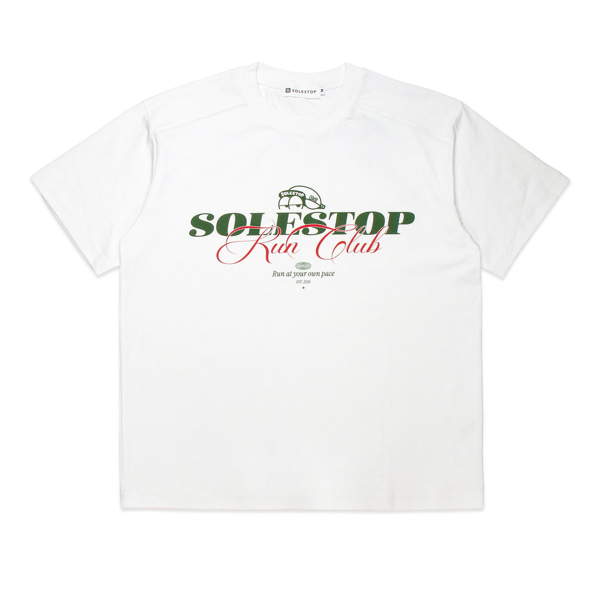 Solestop Run Club Script Overlay Boxy Cropped T-Shirt Apricot