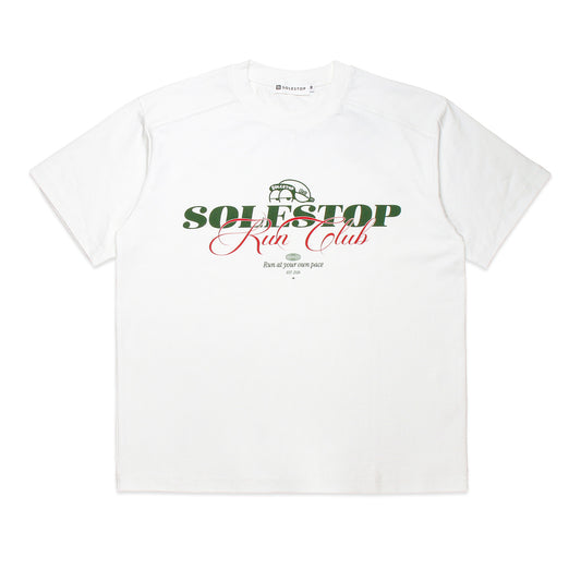 Solestop Run Club Script Overlay Boxy Cropped T-Shirt Apricot